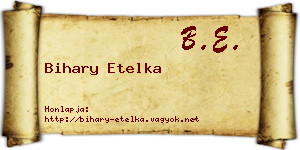 Bihary Etelka névjegykártya